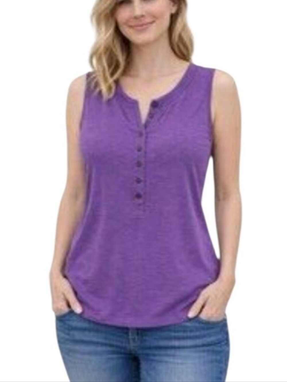 J. Jill Purple Button-Front Sleeveless Tank-NWT